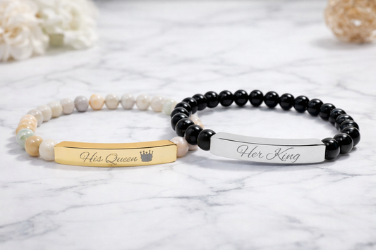 Bracelets With Natural Stones Engraved For Couples